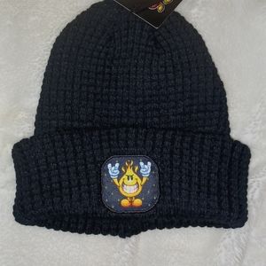 World Industries flameboy knit embroided black beanie brand new OSFM
